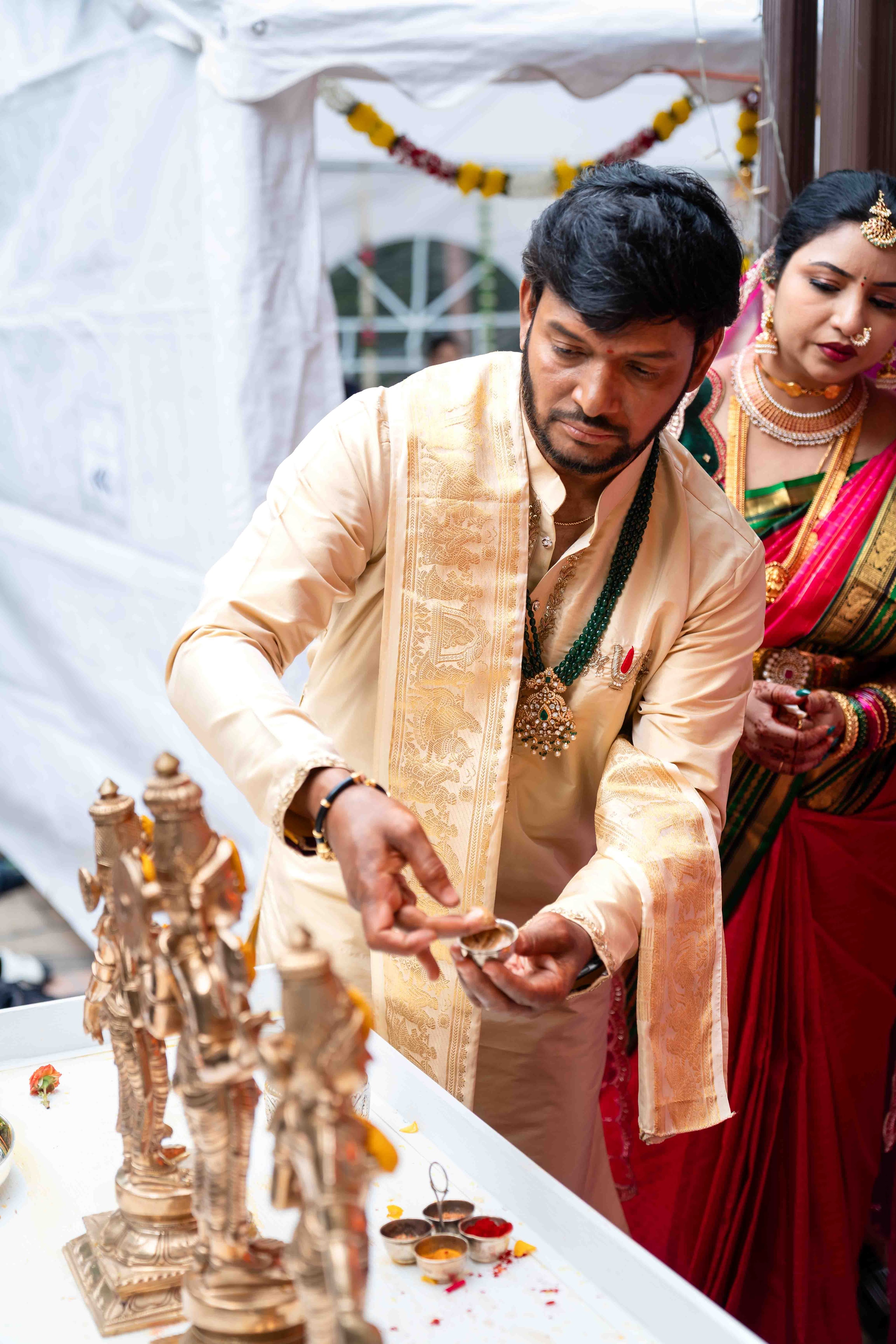 Bride with Puja Thali